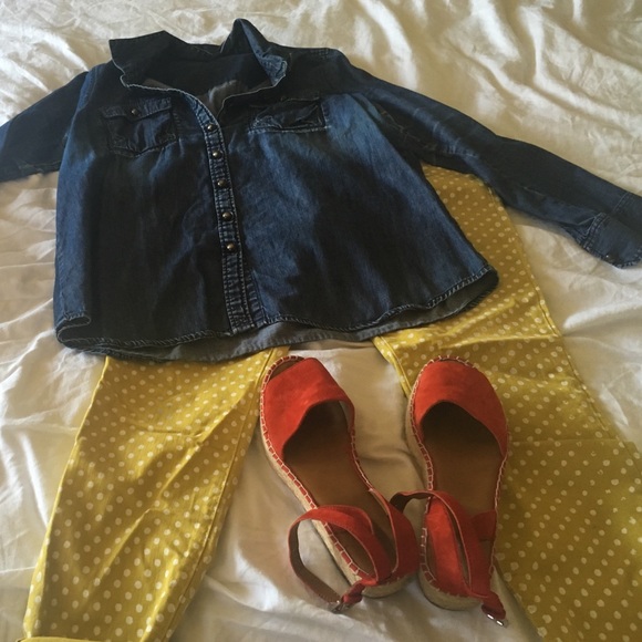 Yellow polka dot Current Elliot jeans