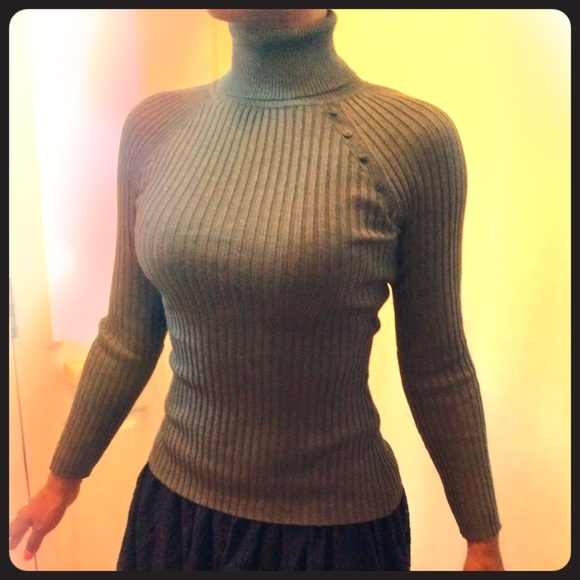 Grey Turtleneck with Button Details