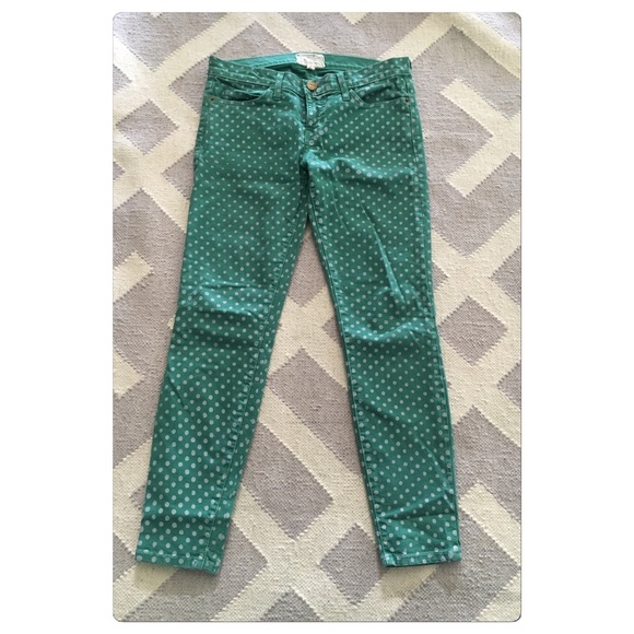 Current Elliott green polka dot jeans size 27