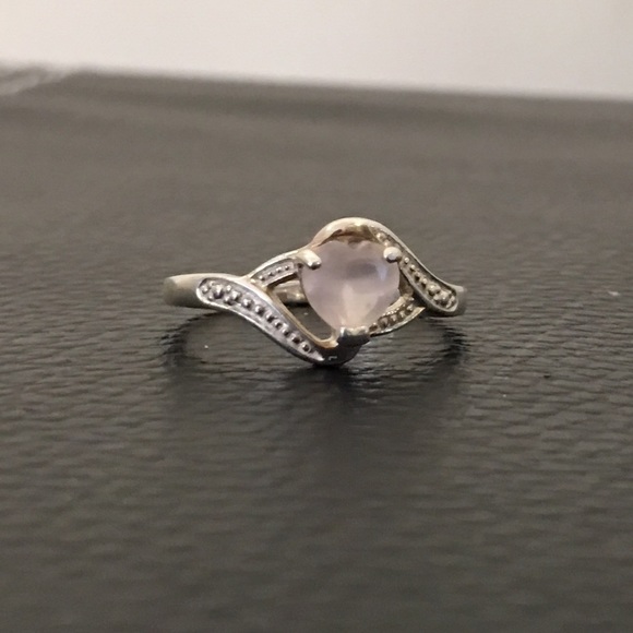 Pretty in pink CZ heart stone, Sterling ring