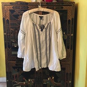 Flowy peasant top with beautiful stitching