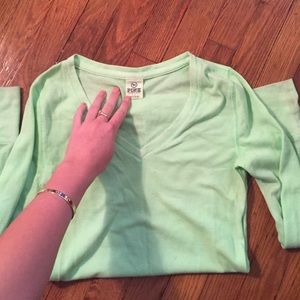 PINK Victoria's Secret Lime Green Henley