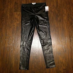 Jolt black pleather front leggings