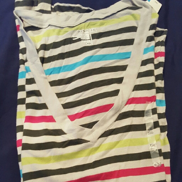 Women's V Neck Striped Tee Shirt