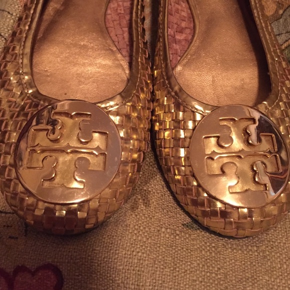 Tory Burch gold flats