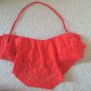 Red flowy bathing suit top