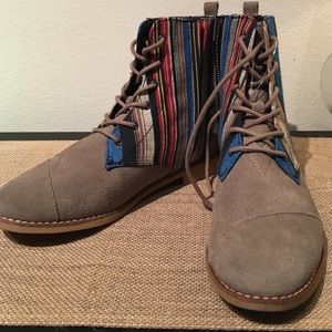 TOMS Gray & Multi Color Stripe Boots - NWOT!