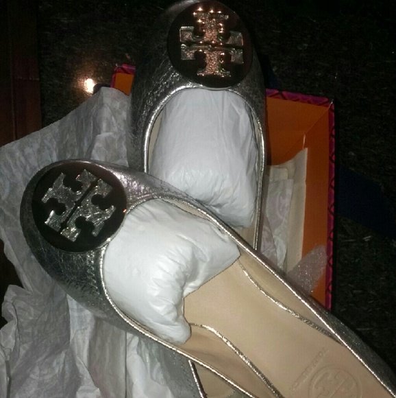 Tory Burch Reva Ballet, Paladium, Size 7