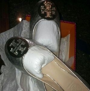 Tory Burch Reva Ballet, Paladium, Size 7