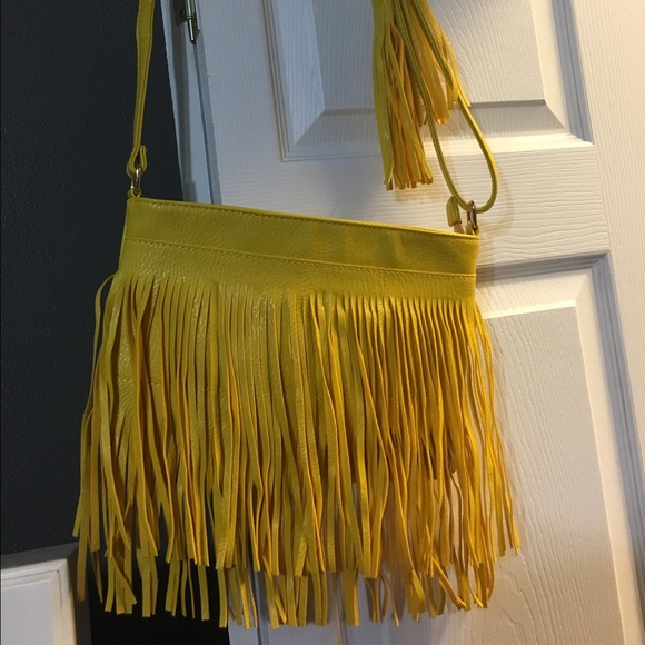 Yellow fringe purse