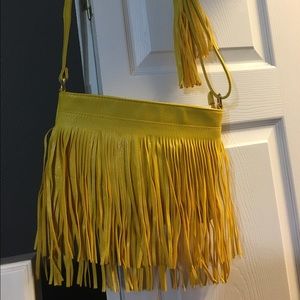 Yellow fringe purse
