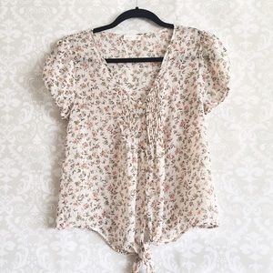 Creamy Floral Button Top