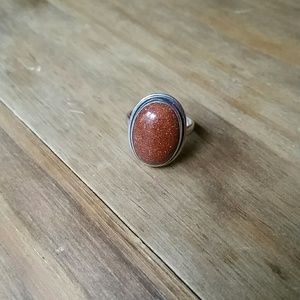 🍁🍂🍃925 Sterling Silver/Goldstone Ring