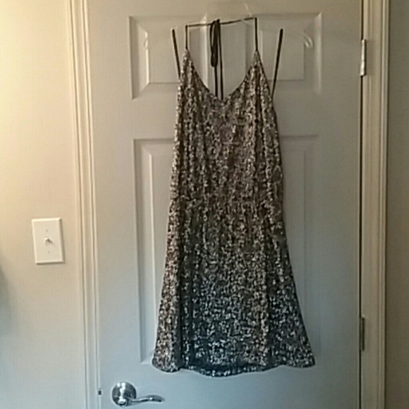 Gold sequence halter glitter dress by Francesca's