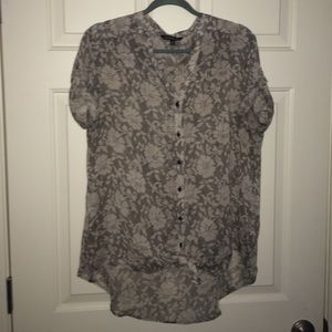 Express Sheer lace print button down top