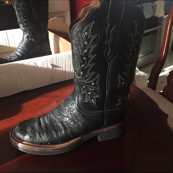 Luchesse black leather ostrich boots size 71/2