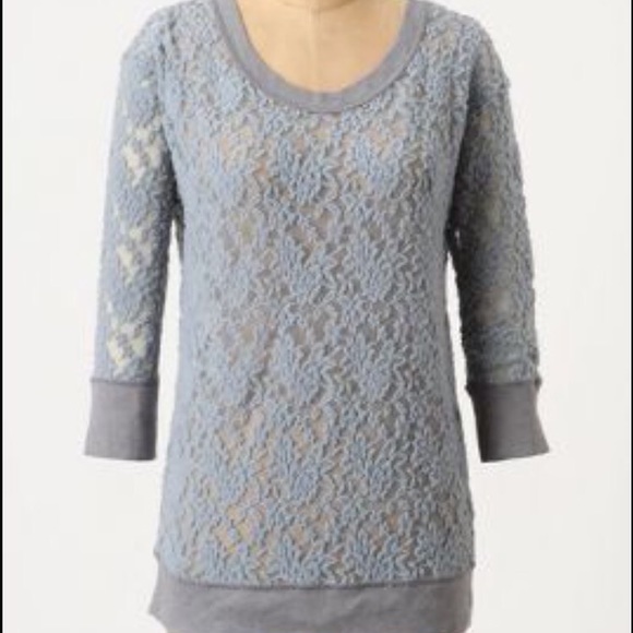 Anthropologie Brushed Lace Pullover XS
