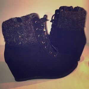 Black Suede Boot Wedges