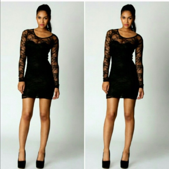 Black Spandex Lace Dress
