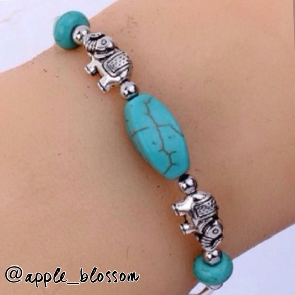 TURQUOISE/ SILVER ELEPHANT BRACELET