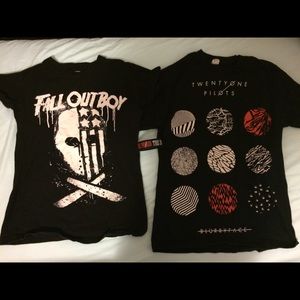 Fall Out Boy And Twenty One Pilots Shirt/bracelet