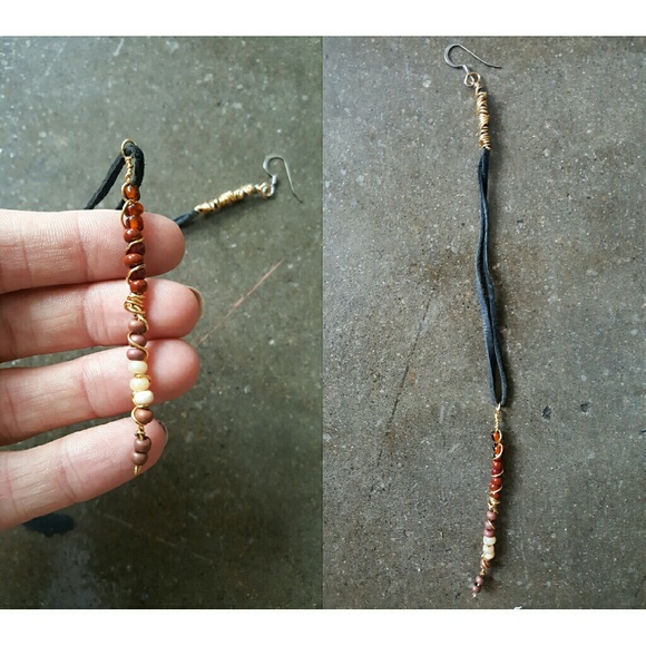 -DELETE- Mismatched Leather and Gold Earring - Picture 2 of 3