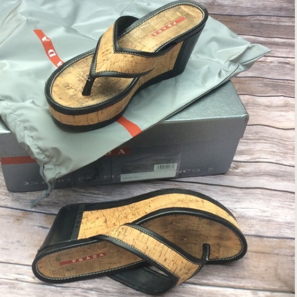 SALE PRADA WEDGE FLIP FLOPS - Picture 4 of 4