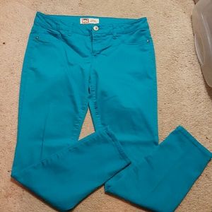 Turquoise L.E.I. Ashley lowrise skinny stretch pan