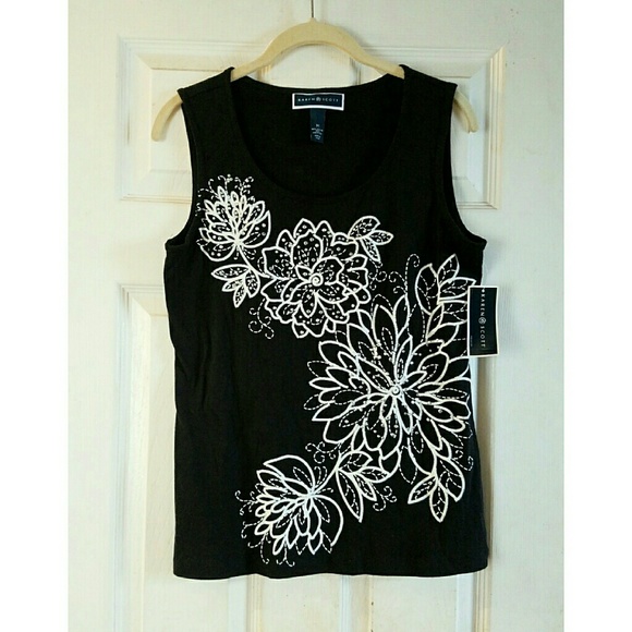 NWT| Karen Scott {FLORAL EMBELLISHED BLOUSE} - Picture 3 of 5