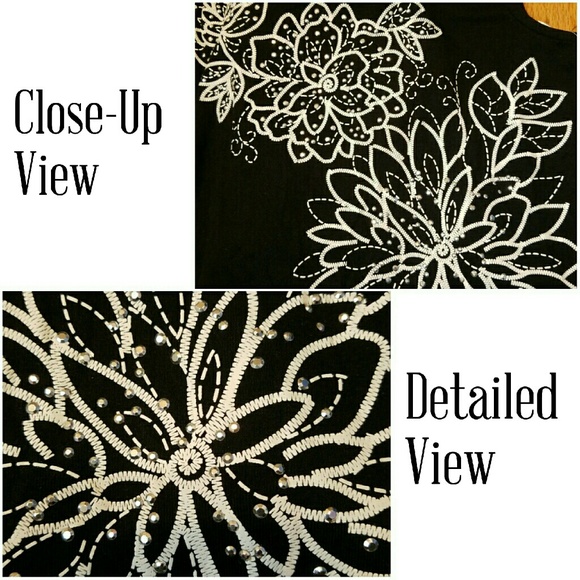 NWT| Karen Scott {FLORAL EMBELLISHED BLOUSE} - Picture 5 of 5