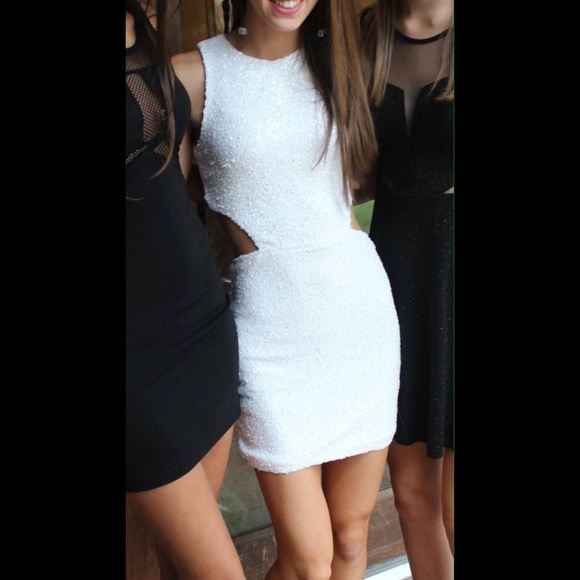 white sparkly bodycon dress