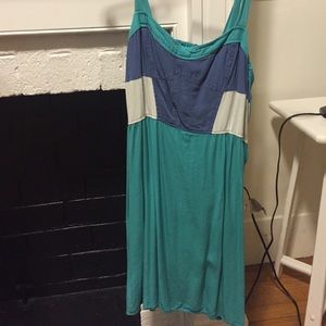 blue color block dress
