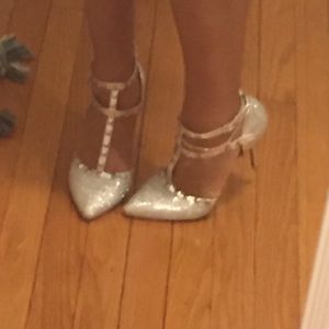 Silver Studded High Heels