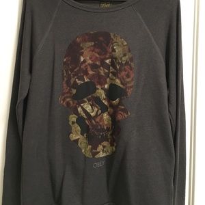 OBEY Gray Crewneck with Floral Skull Print 💀