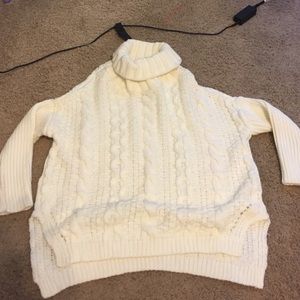 Cable knot chunky turtleneck sweater