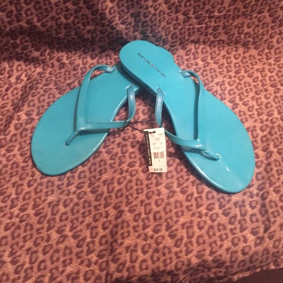 Turquoise patent sandals