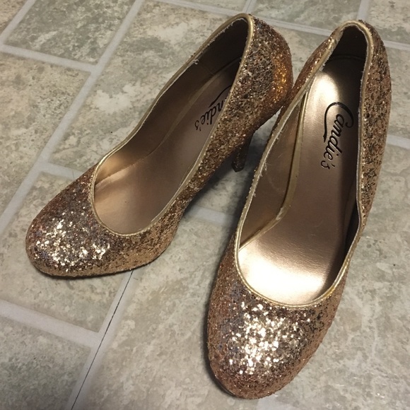 Candies Gold Glitter Heels