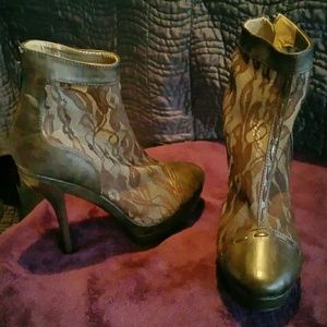 Brown high heel boots