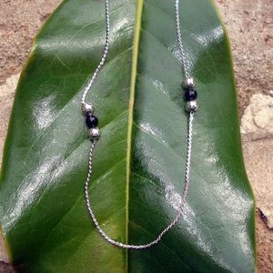Sterling silver black and silver ball necklace