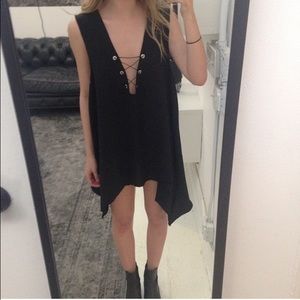Navy lace up dress