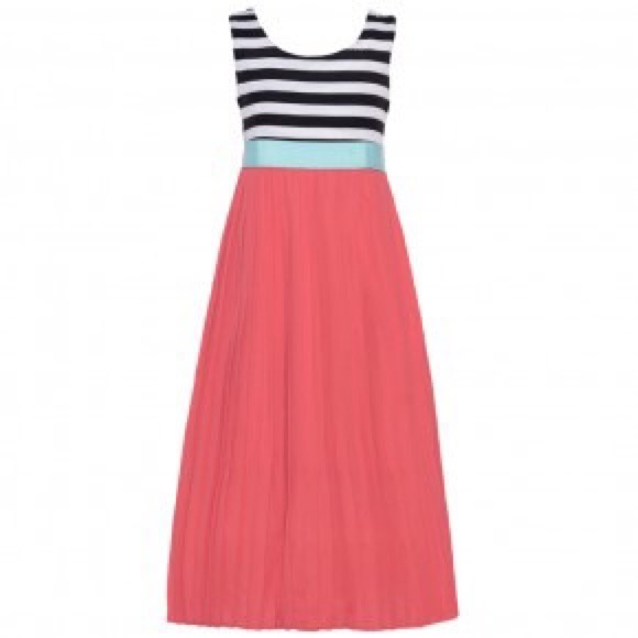 Striped to Pleated Girls Maxi Dress