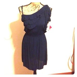 One shoulder navy dress - size small