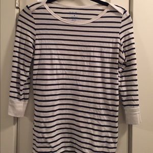 Lucky Brand Navy & White Striped Tee - Size Medium