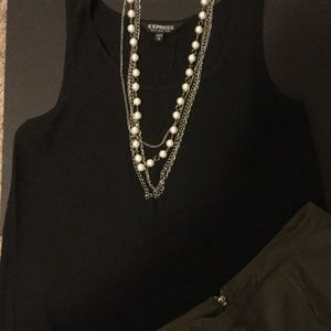 Express Black Chiffon Split Back Tank