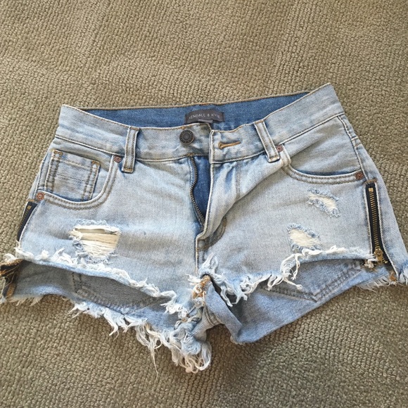 Kendall and Kylie high waisted light wash shorts