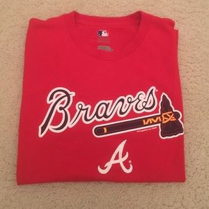 Red Atlanta braves short sleeved t shirt
