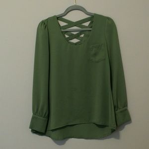 Green Blouse with criss cross detail