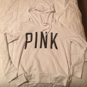 VS Pink white hooded sweatshirt