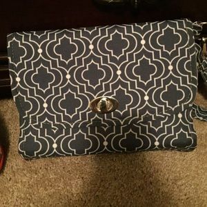 Denim Alligator Fermoir Bag