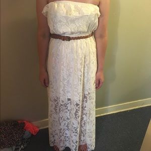 White/cream lace maxi dress